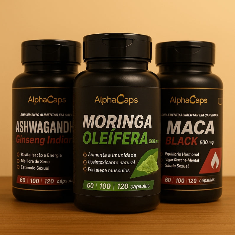 Kit Moringa + Ashwagandha + Maca Black - 3000mg total
