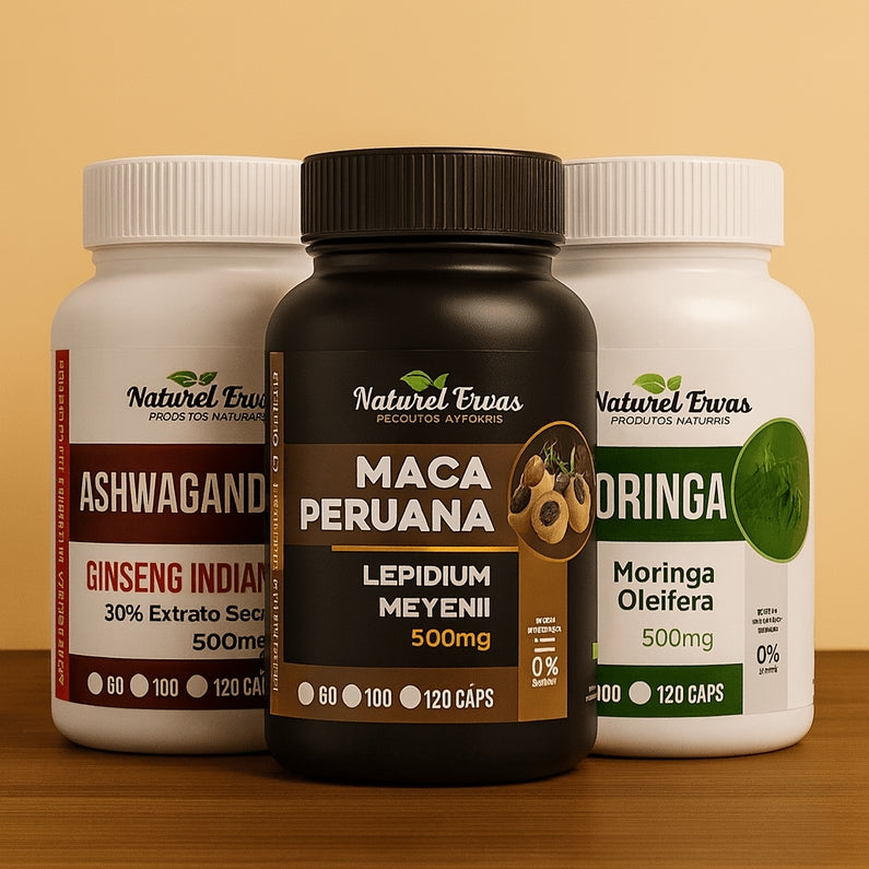 Kit turbo vital - Moringa, Ashwgandha e Maca Peruana