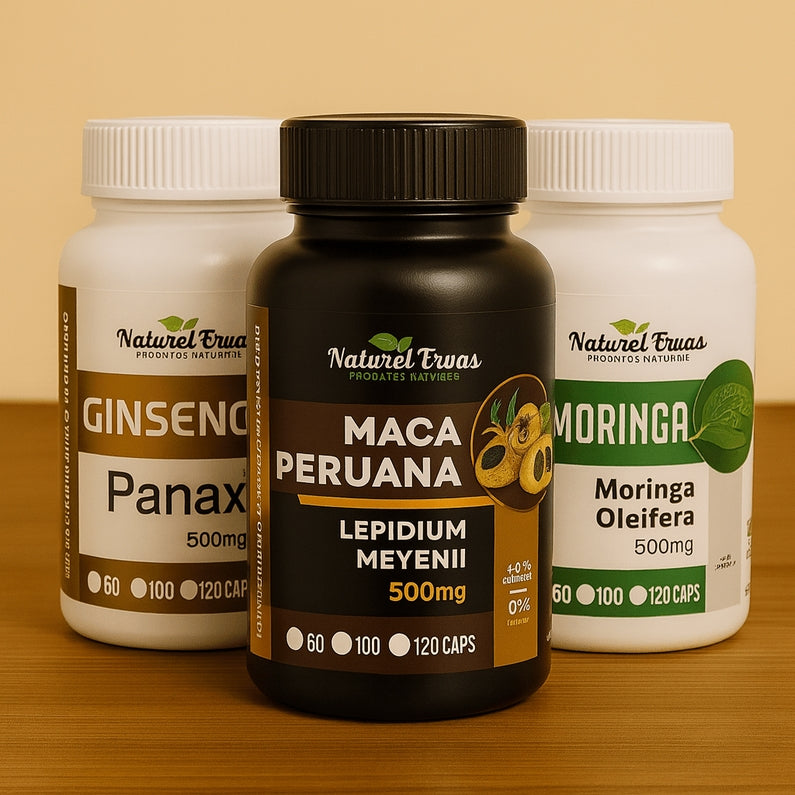 Kit Vitalidade Total – Ginseng Panax, Moringa e Maca Peruana