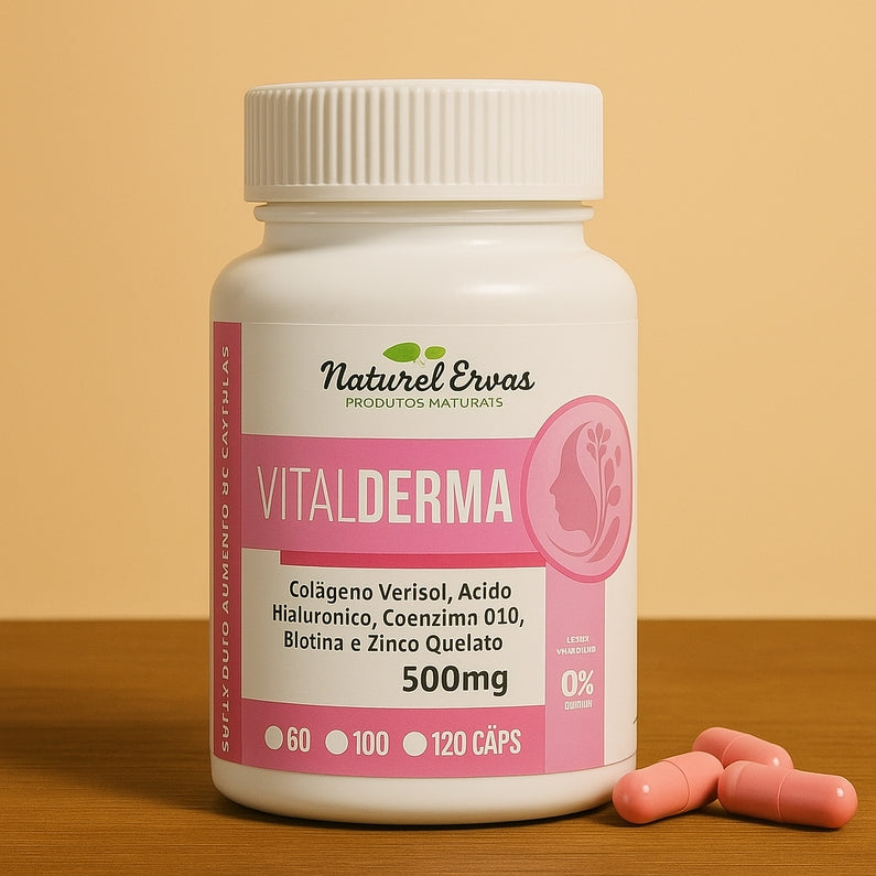 Vital Derma - Colágeno Verisol, Ácido Hialurônico, Coenzima Q10, Biotina e Zinco Quelato