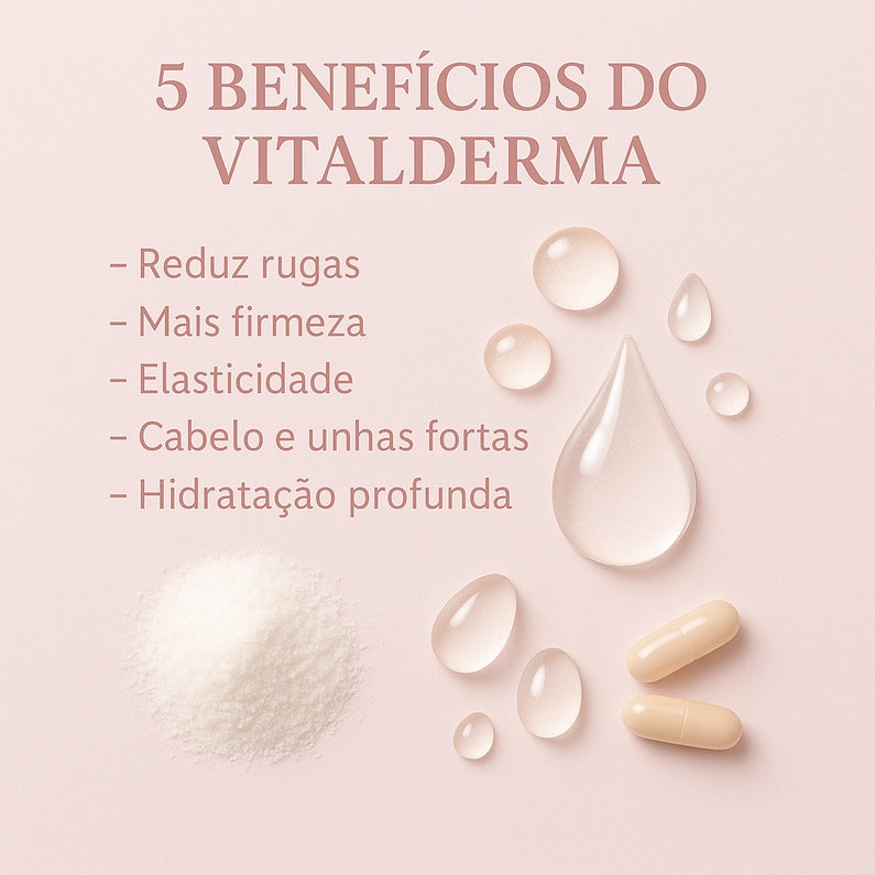Vital Derma - Colágeno Verisol, Ácido Hialurônico, Coenzima Q10, Biotina e Zinco Quelato