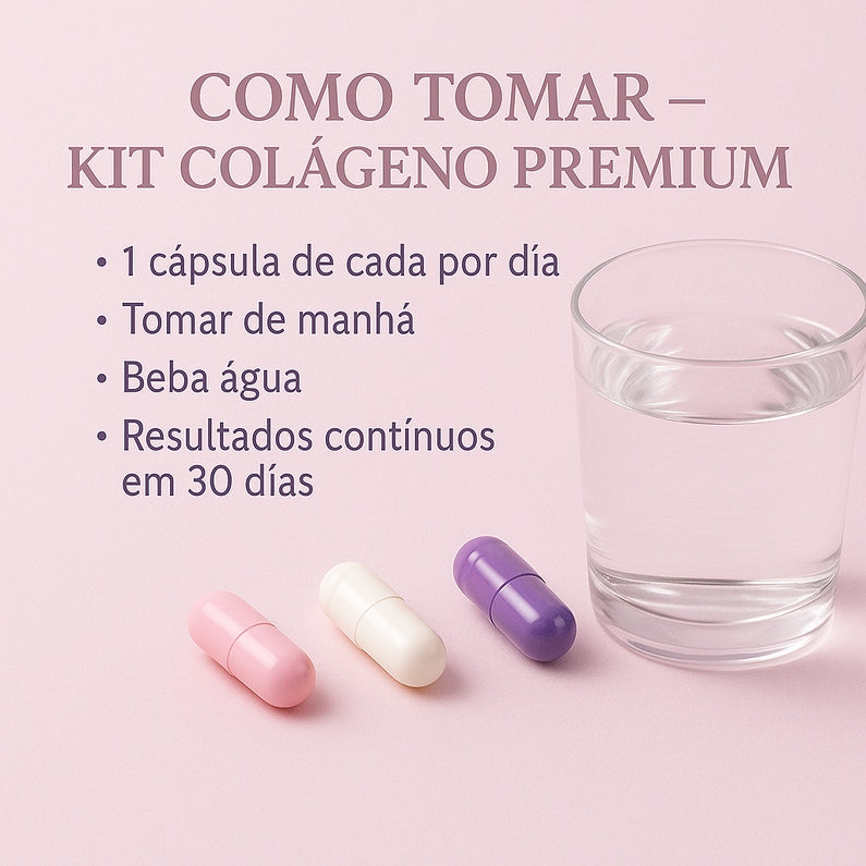 Kit Colágeno Premium - Resveratrol Natural&nbsp, Vital Derma, Colágeno Tipo II e Ácido Hialurônico