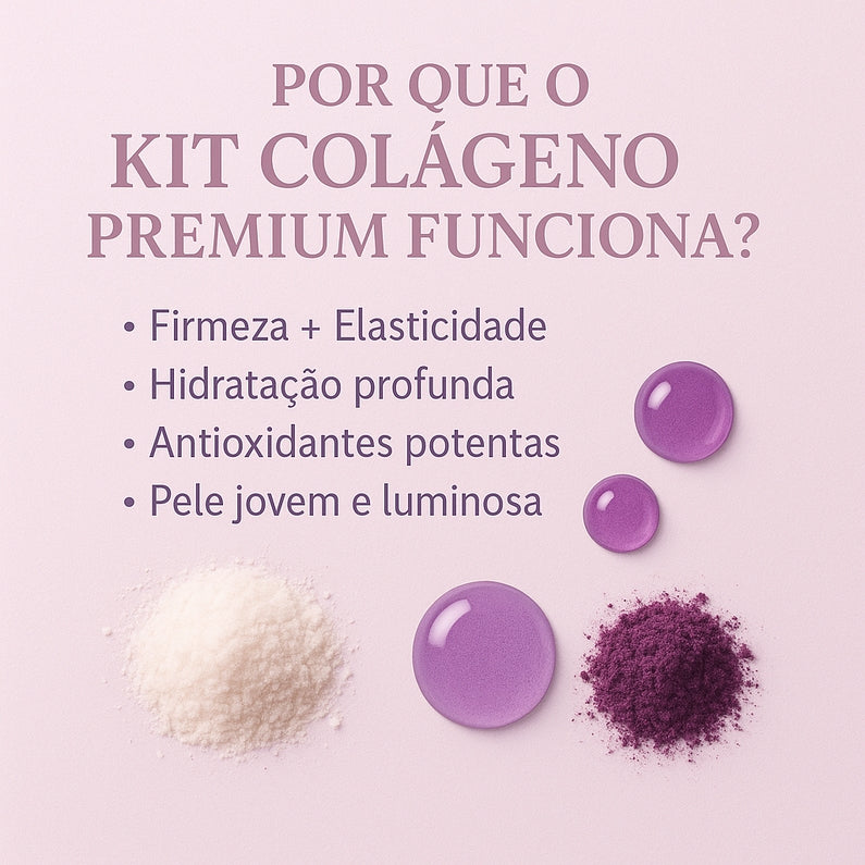 Kit Colágeno Premium - Resveratrol Natural&nbsp, Vital Derma, Colágeno Tipo II e Ácido Hialurônico