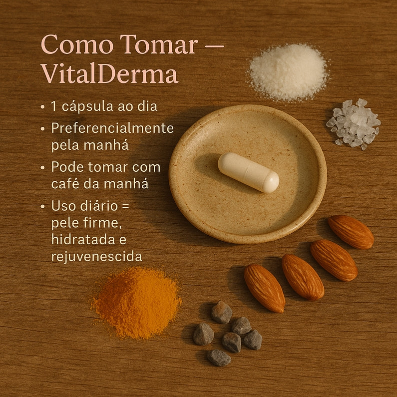 Vital Derma - Colágeno Verisol, Ácido Hialurônico, Coenzima Q10, Biotina e Zinco Quelato
