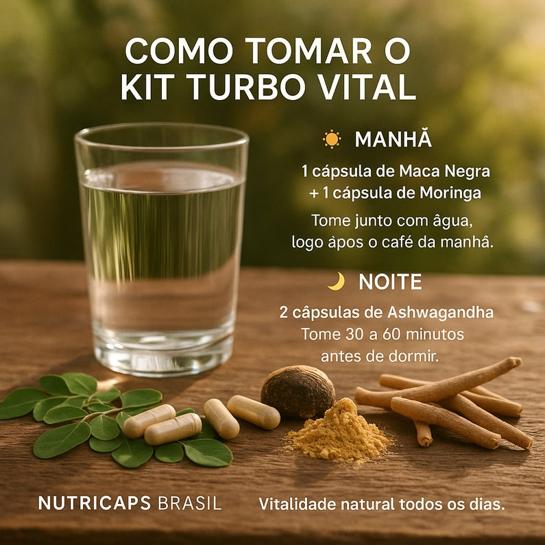 Kit turbo vital - Moringa, Ashwgandha e Maca Peruana