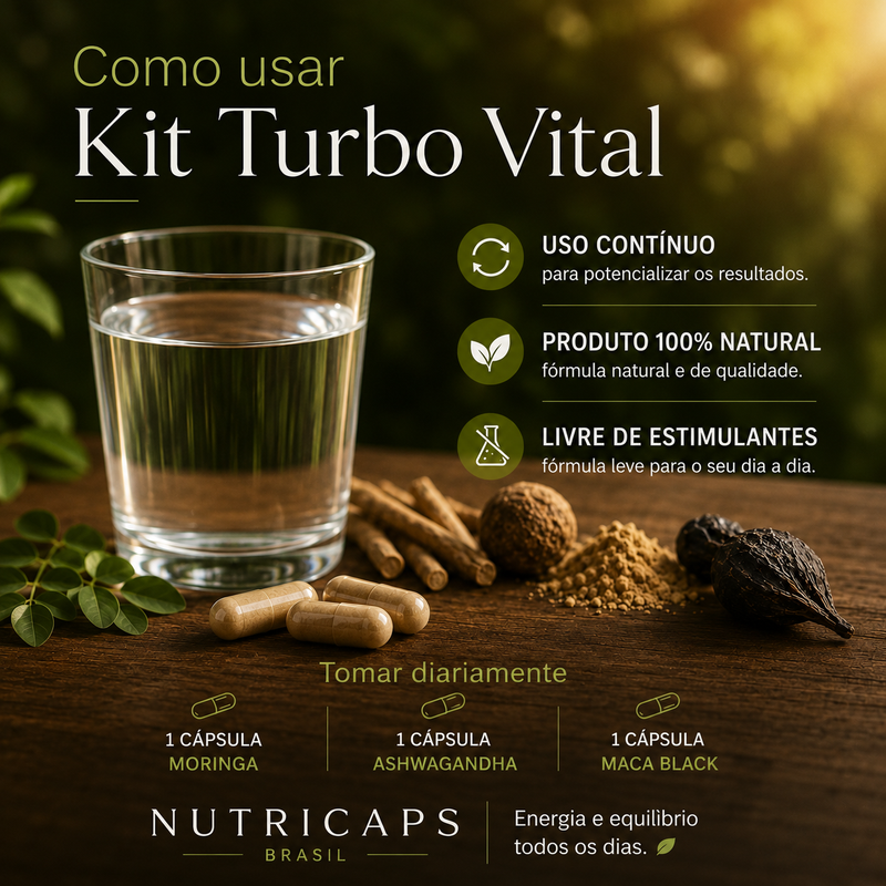 Kit Turbo Vital - Moringa, Ashwagandha e Maca Black